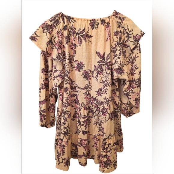 Free People Sunbaked Swing Dress Peach Combo Floral- Size Small - Picture 3 of 5